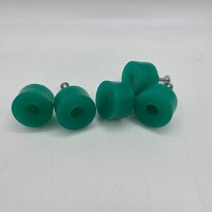 Set of 5 Green Round Cylinder Drawer Knobs Jade Teal Cabinet Pulls MCM Pop Art‎